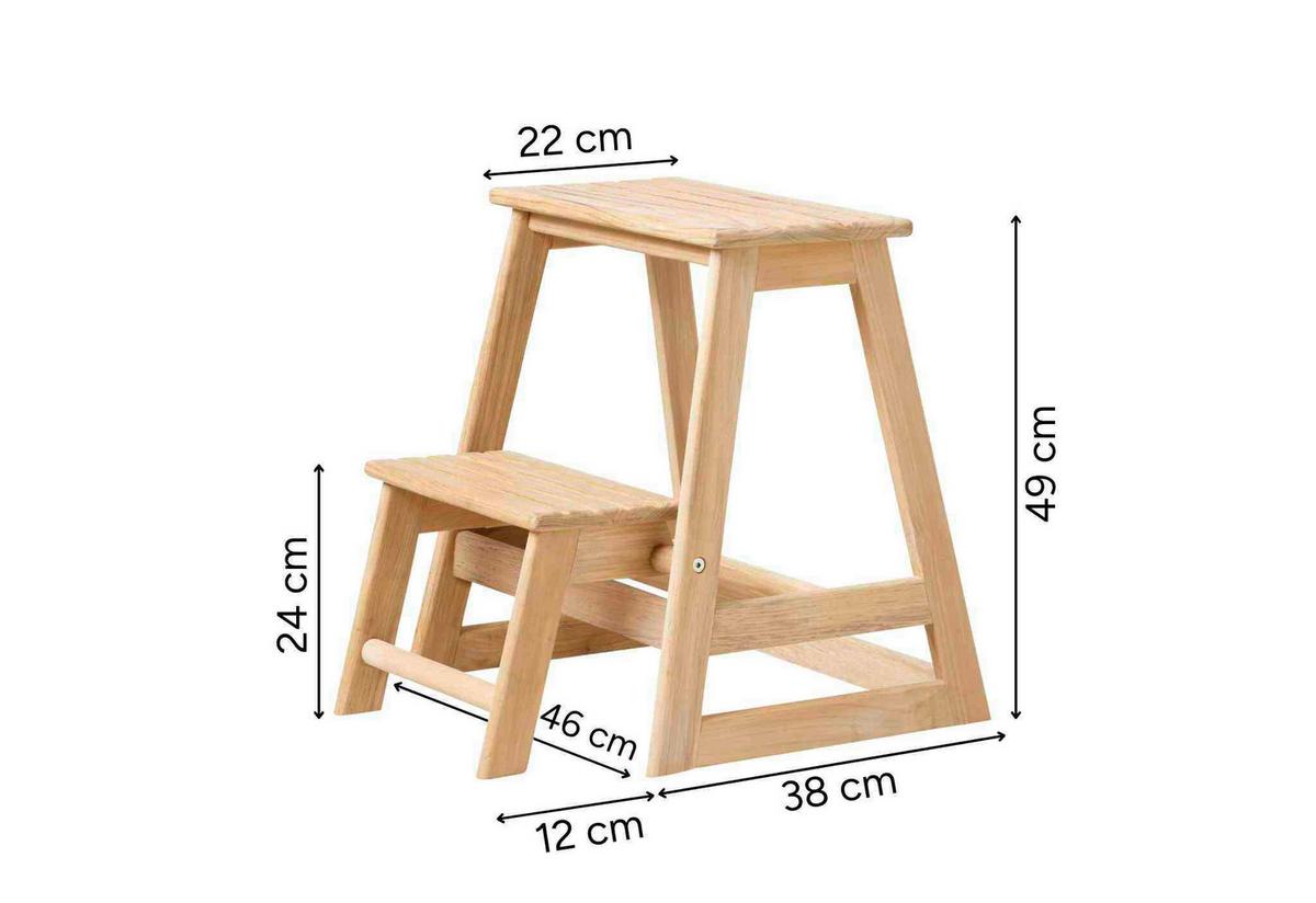 Tritthocker Skala Teak - Teakfarben, Natur, Holz (45,5/49/38,5cm) - Gardenson