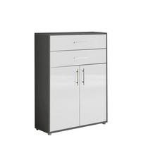 AKTENSCHRANK OFFICE EDITION - Weiß Hochglanz/Anthrazit, LIFESTYLE, Holzwerkstoff (84,4/113,6/33cm) - MID.YOU