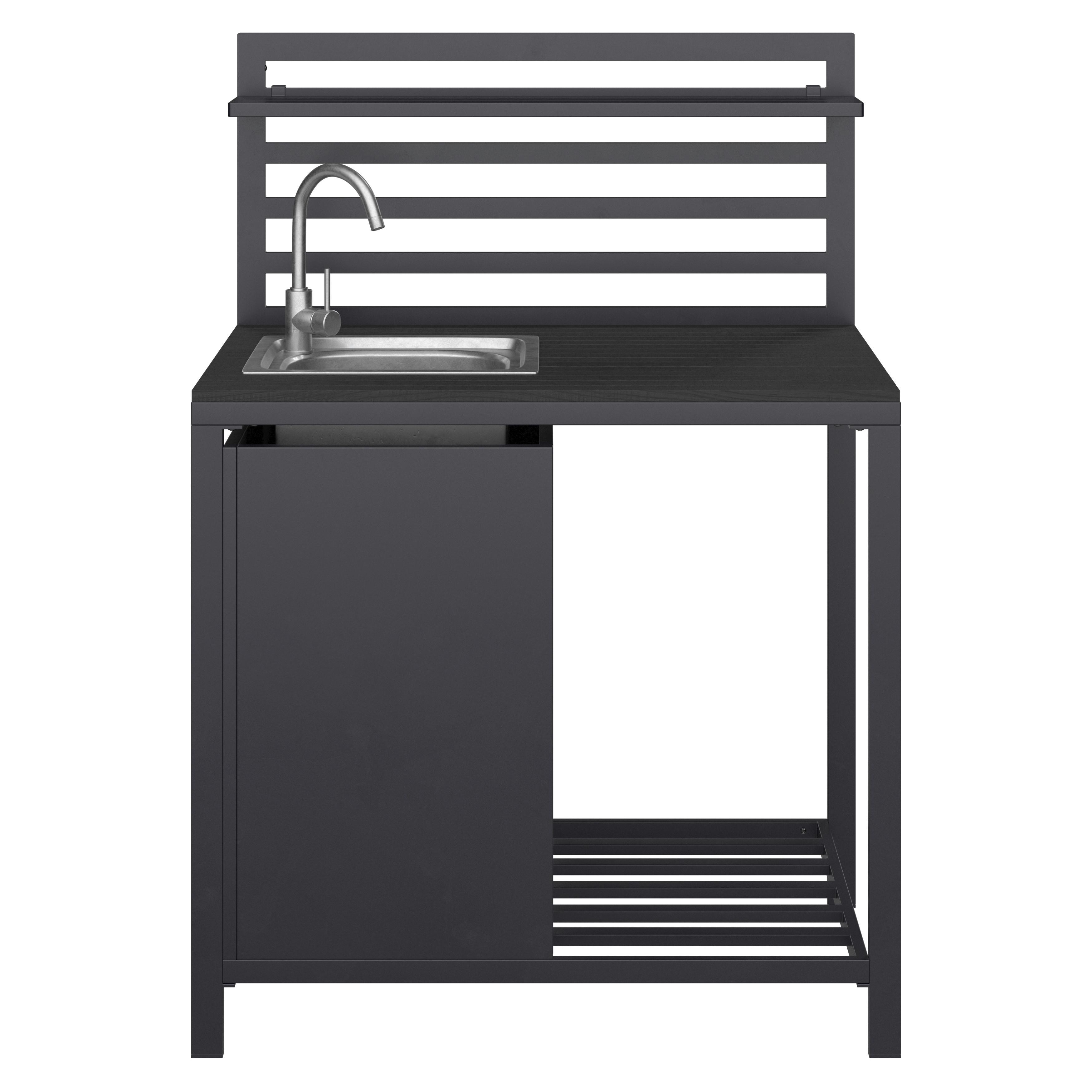 Outdoorküche Mara 3 in Anthrazit - Anthrazit, Natur, Kunststoff/Metall (90/127/61,5cm) - Mömax