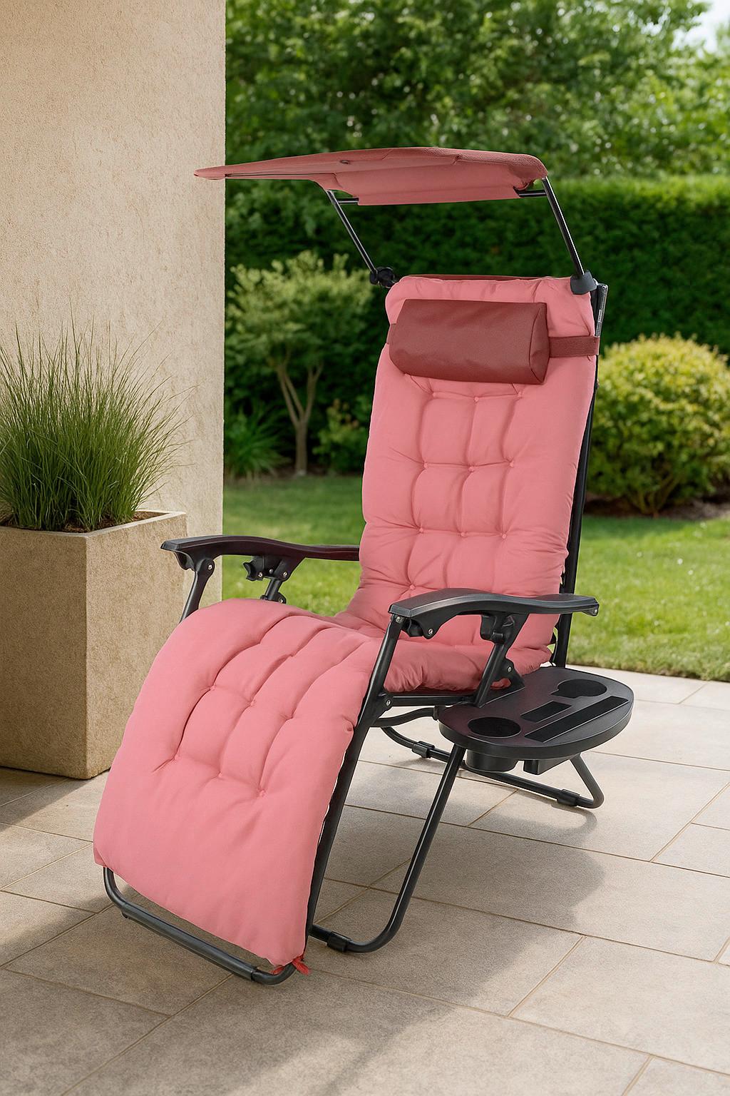 GARTENLIEGE MALTOSA XL - Rot, Modern, Textil/Metall (51/133/91cm) - Gardenson
