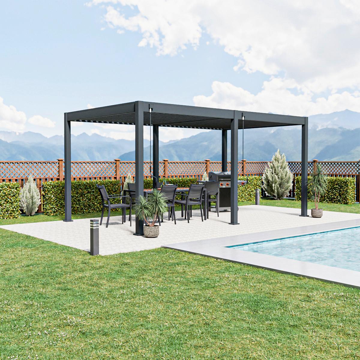 Pergola Trumpf, Antracit, 3x5,3m - barve grafita, Basics, kovina (300/255/530cm) - Gardenson