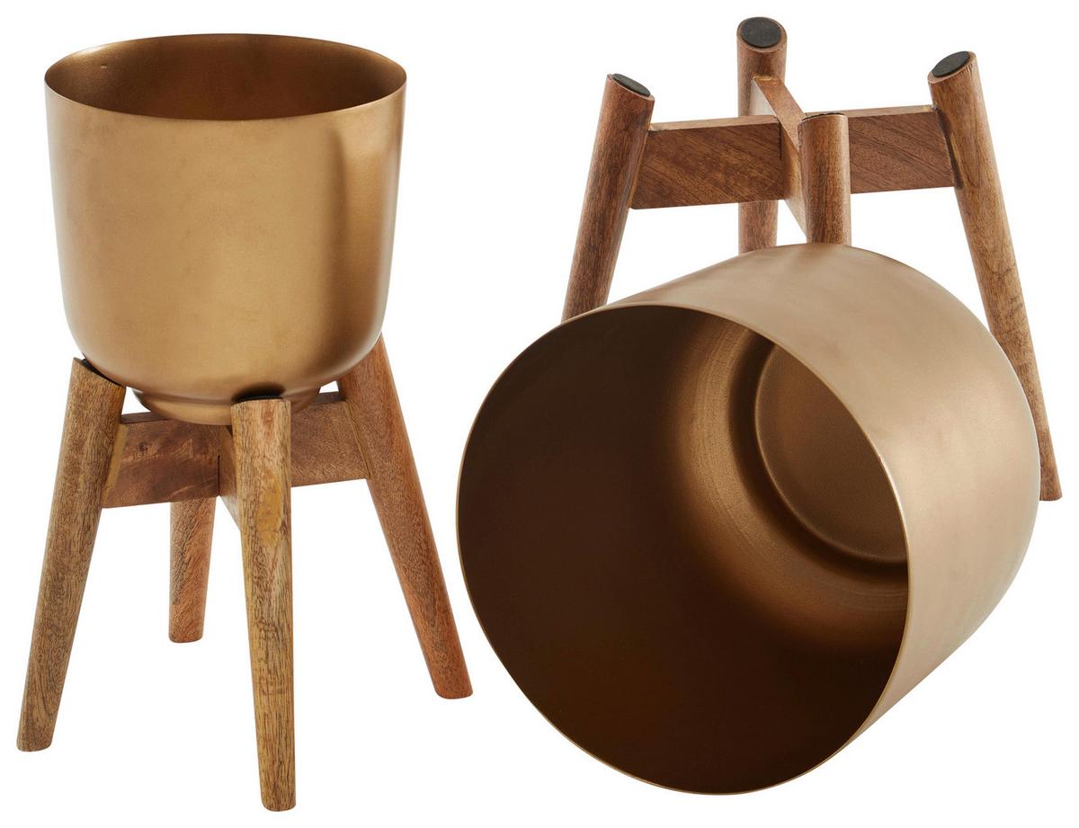 ÜBERTOPF-SET WL6.631 - Goldfarben, Design, Holz/Metall - MID.YOU