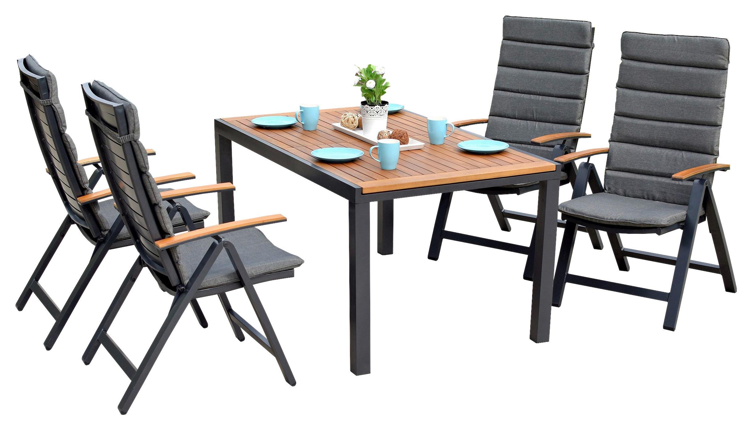 Vrtna Garnitura Astros, Masivno, 5-Delno, Blazine - siva/barve grafita, Moderno, kovina/umetna masa - Gardenson