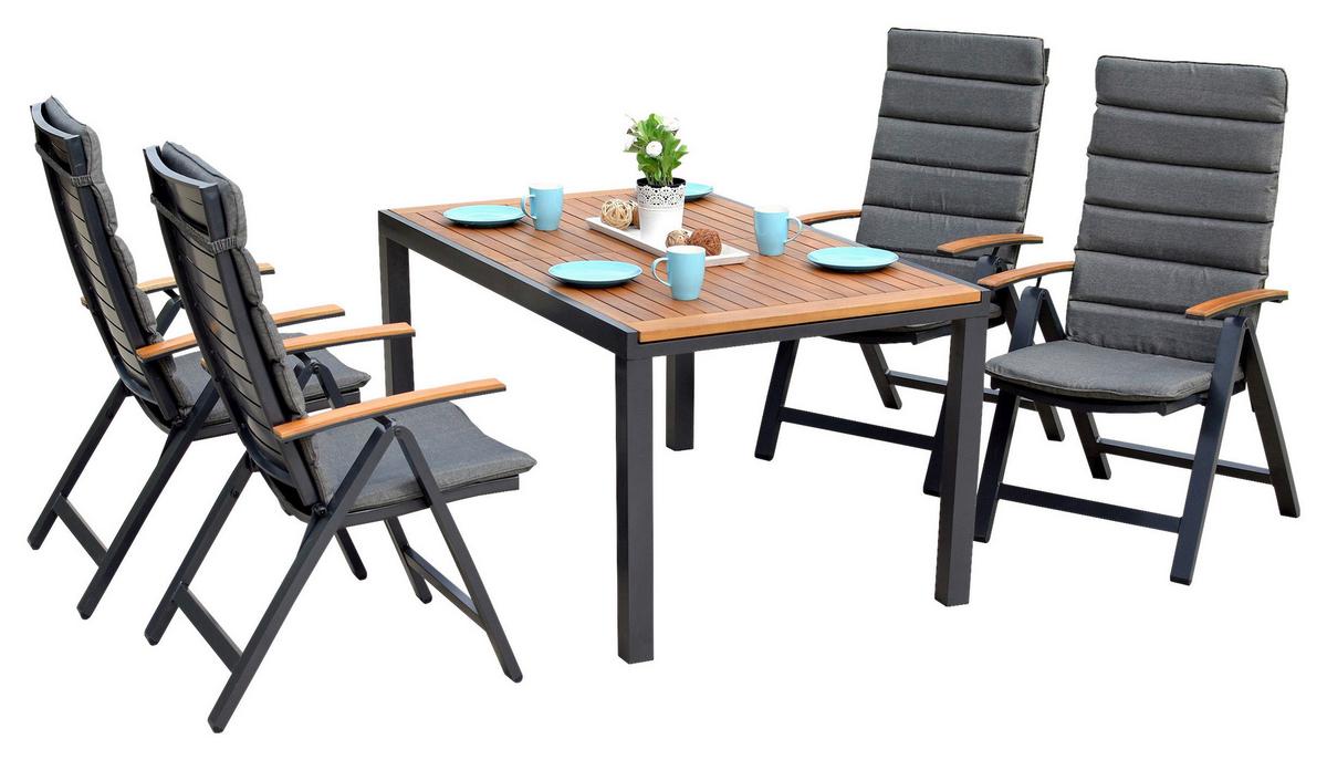 GARTENGARNITUR ASTROS - Graphitfarben/Naturfarben, MODERN, Holz/Kunststoff - Gardenson