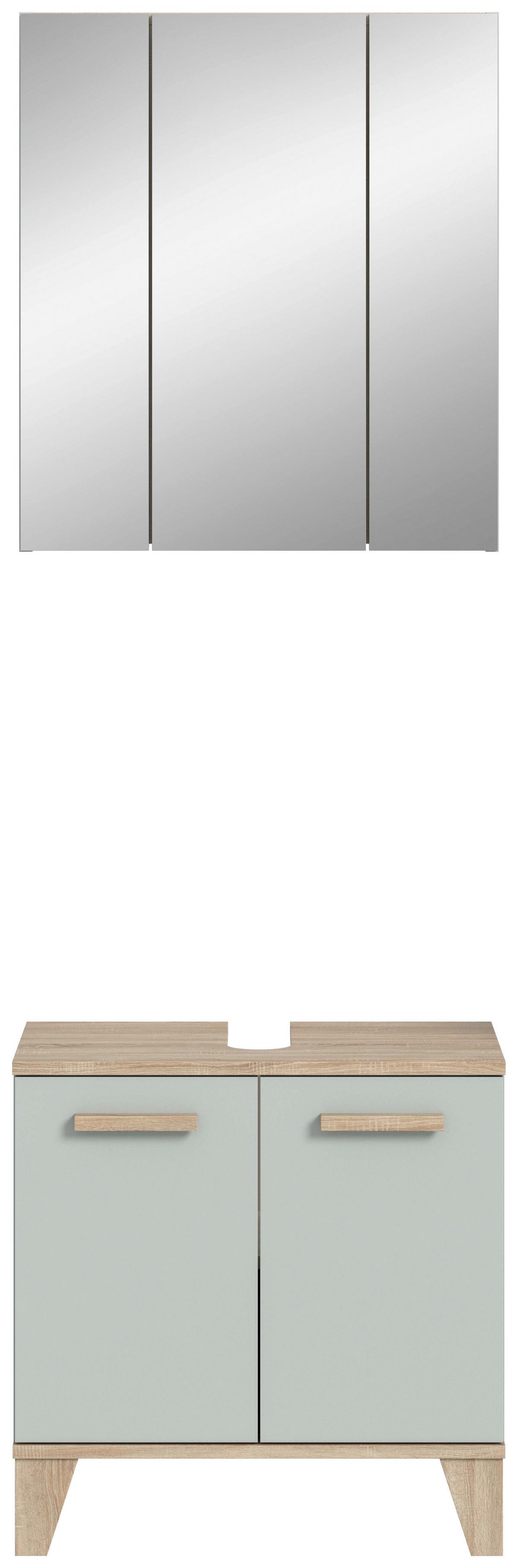 Badezimmer Star 2-tlg. ca. 60 cm Eiche/Graugrün - Graugrün/Eiche San Remo, MODERN, Holzwerkstoff/Kunststoff (60cm) - MID.YOU