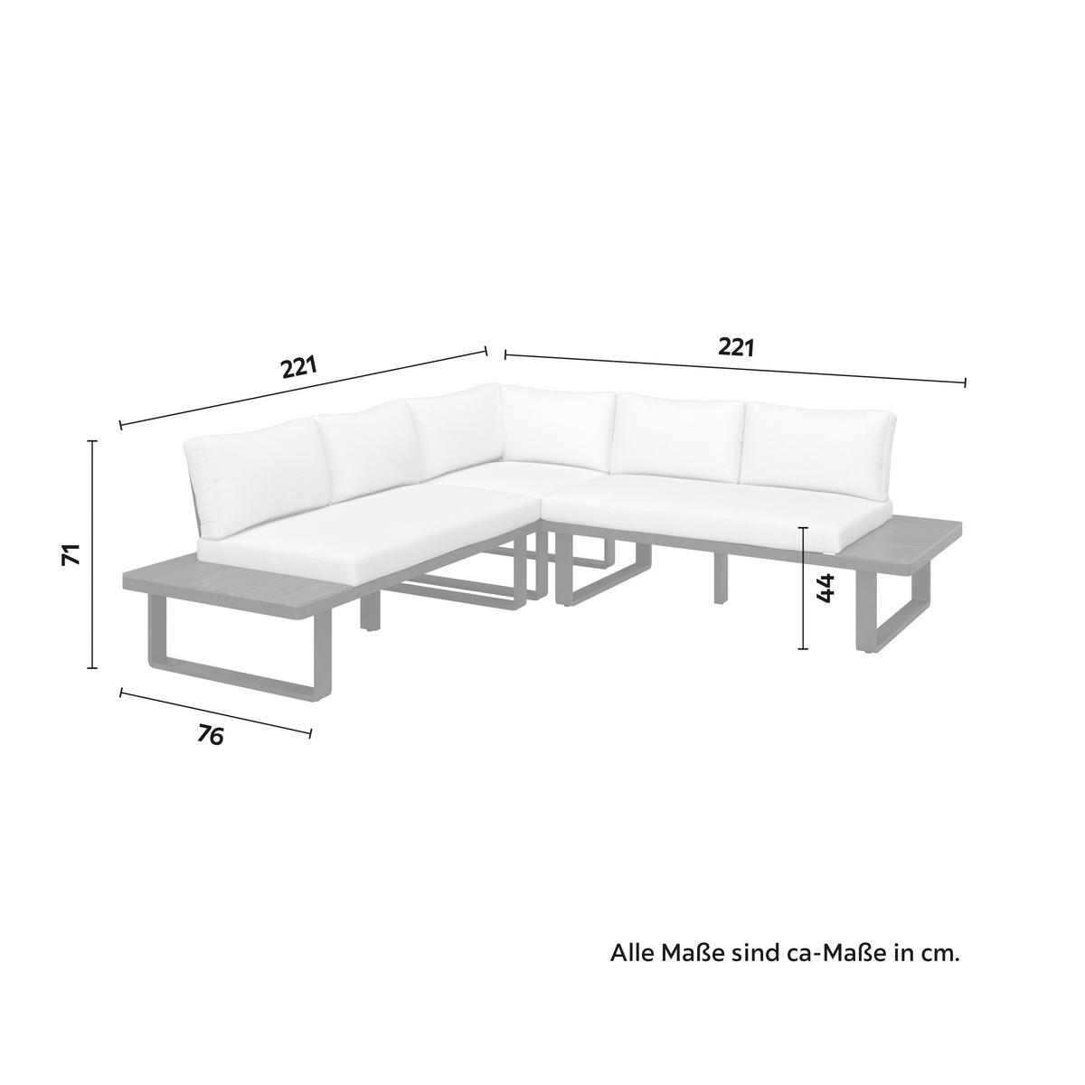 Dining-Loungeset Gianna Holz Outdoorstoff/Metall +Abdeckung - Creme/Schwarz, MODERN, Holz/Textil (221/71/76cm) - Bessagi Garden