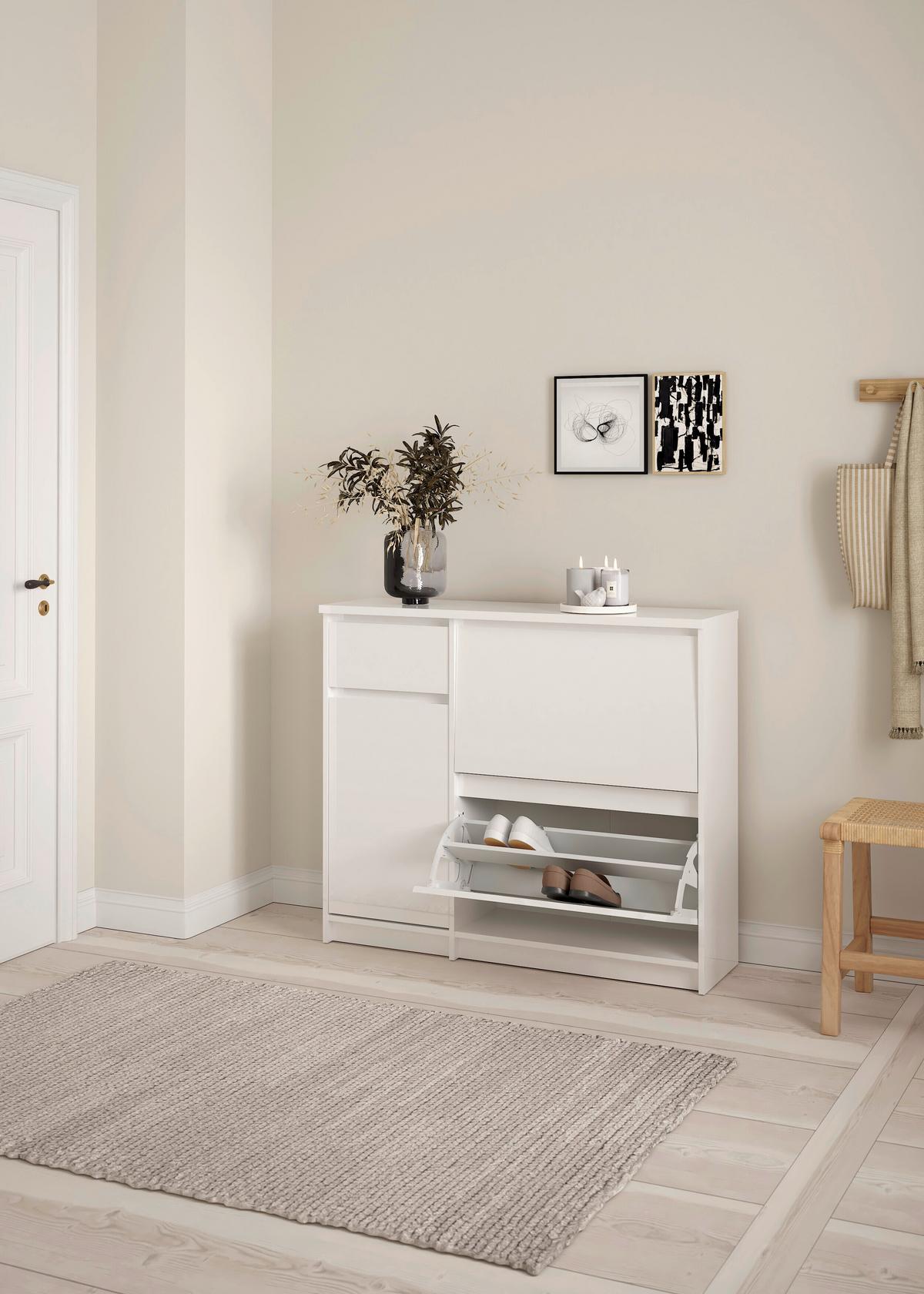 Omara Za Čevlje Naia, Bela Visok Sijaj - bela/visoki sijaj, Design, leseni material (108,9/92,9/31,5cm) - Livetastic