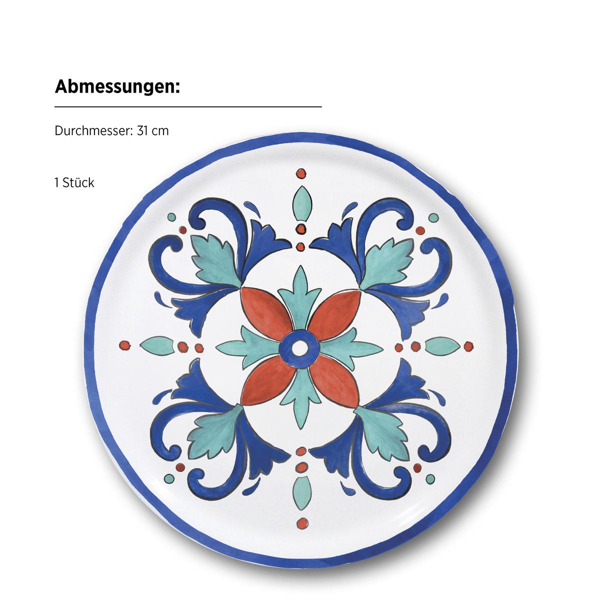 Pizzateller 935613 Margot Pizzatellerset - Weiss/Rot, Basics, Keramik (31cm) - Mäser