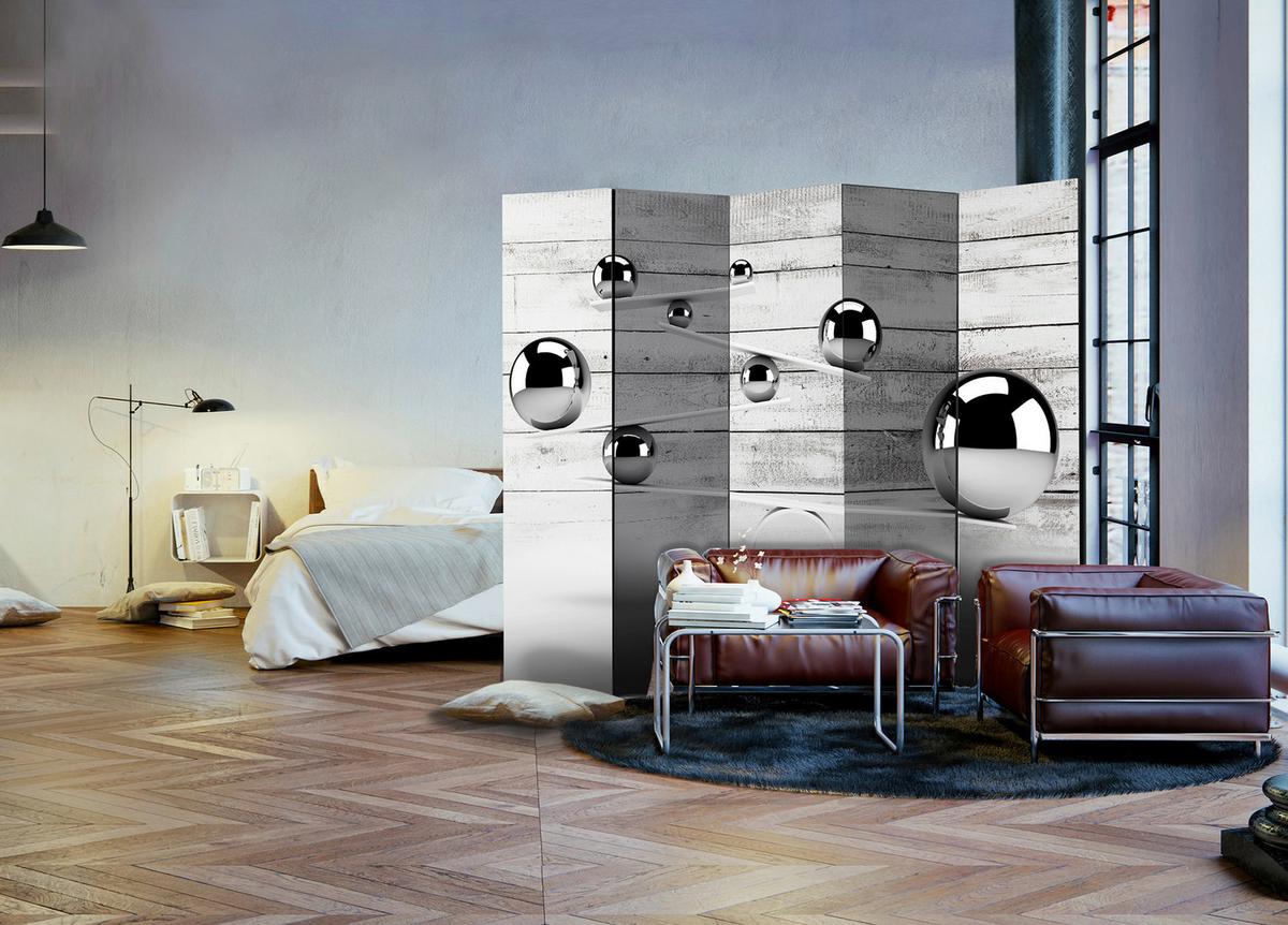 Paravan Balance I, 5-Delni, Dvostranski - siva/bela, Basics, tekstil/les (225/172/3cm) - artgeist