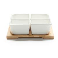 Nassolnivaló-tálalókészlet Tapas - fehér, Modern, fa/kerámia (20/20/6cm) - Modern Living