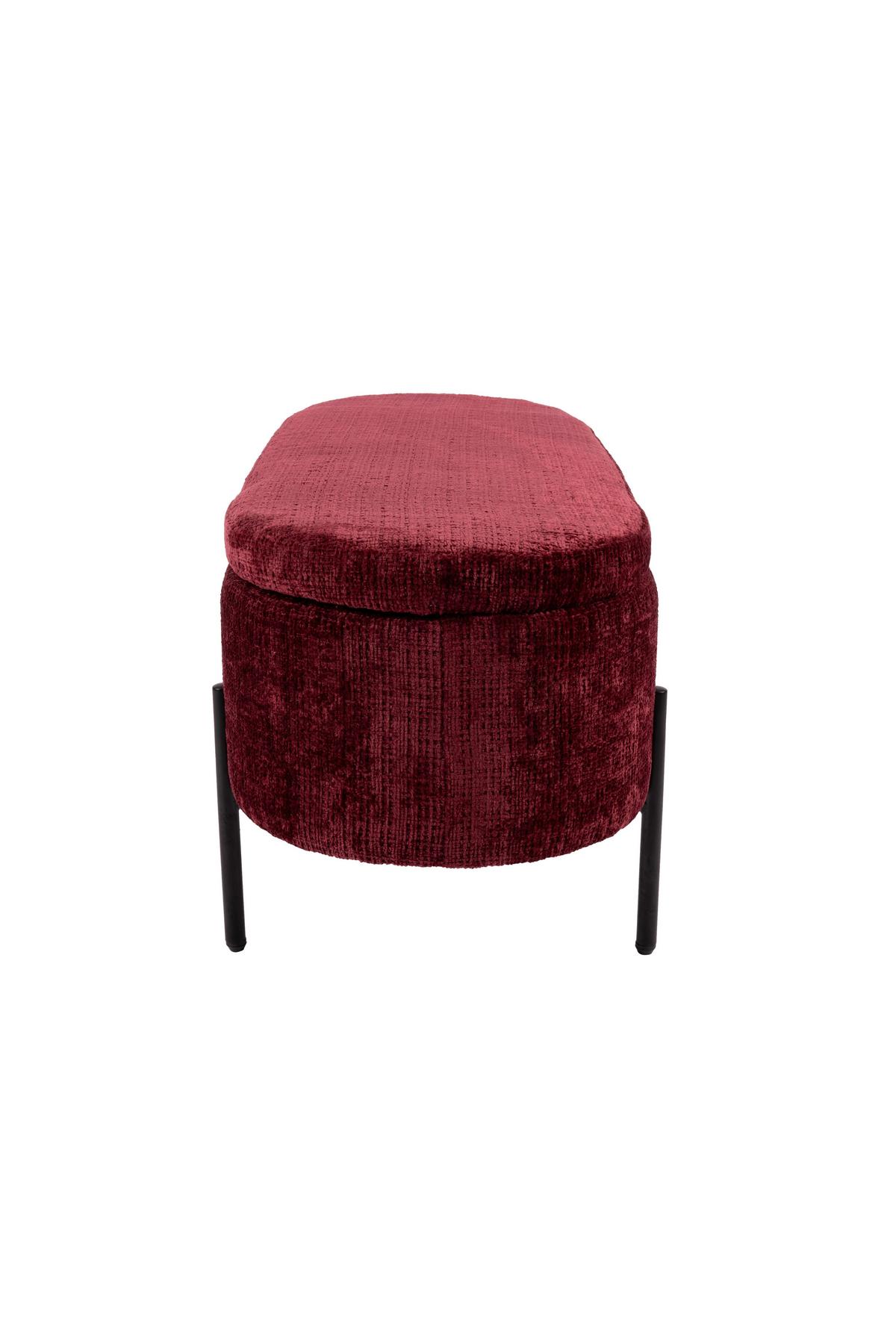 Hockerbank B412828-5 Carla - Schwarz/Dunkelrot, Design, Textil/Metall (95/36/43cm) - Globo