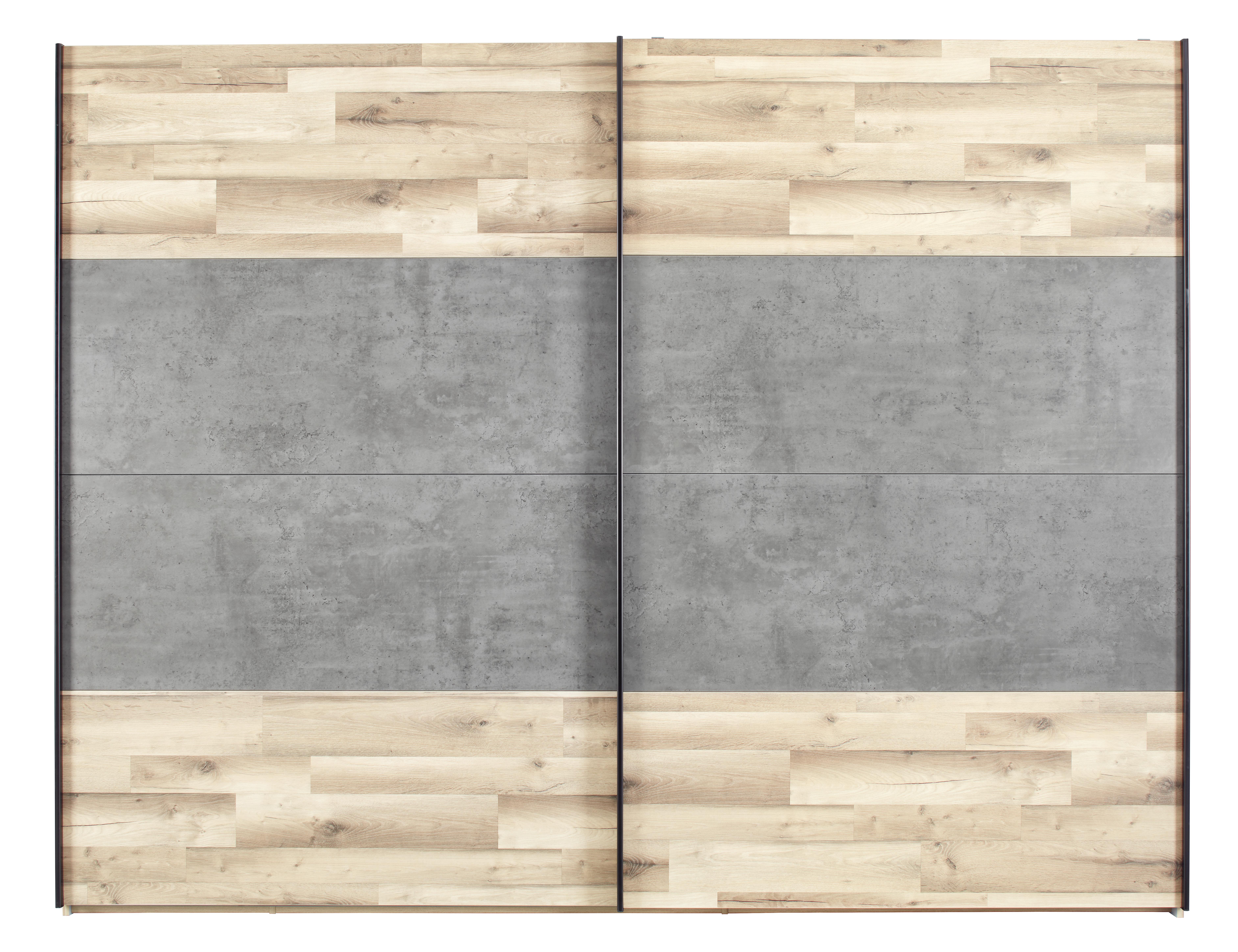 Schwebetürenschrank in Eichefarben - Eichefarben/Dunkelgrau, KONVENTIONELL, Holzwerkstoff/Kunststoff (220,1/210,5/61,2cm) - Modern Living
