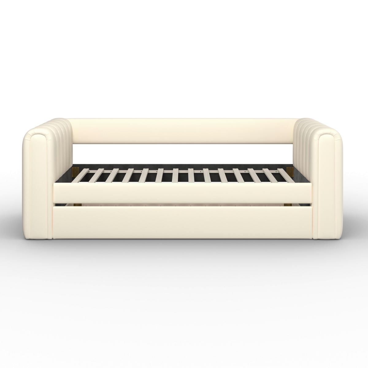 Ausziehbett Tasha ca. 90x200 cm Elfenbein - Hellbraun/Elfenbein, MODERN, Holz/Kunststoff (90/200cm) - Bessagi Home