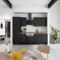 Küchenblock Touch High m. Geräten Schwarz - Edelstahlfarben/Eichefarben, MODERN, Holzwerkstoff/Metall (270cm) - Nobilia