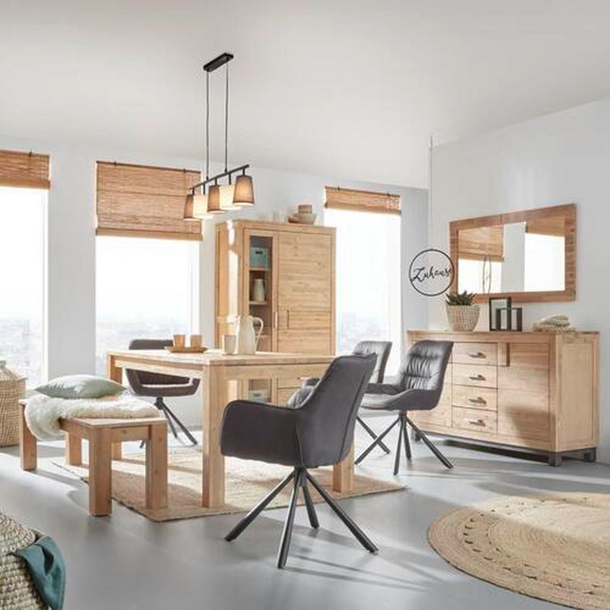 Sitzbank aus Akazie teilmassiv - Akaziefarben, Konventionell, Holz (160/45/40cm) - Zandiara