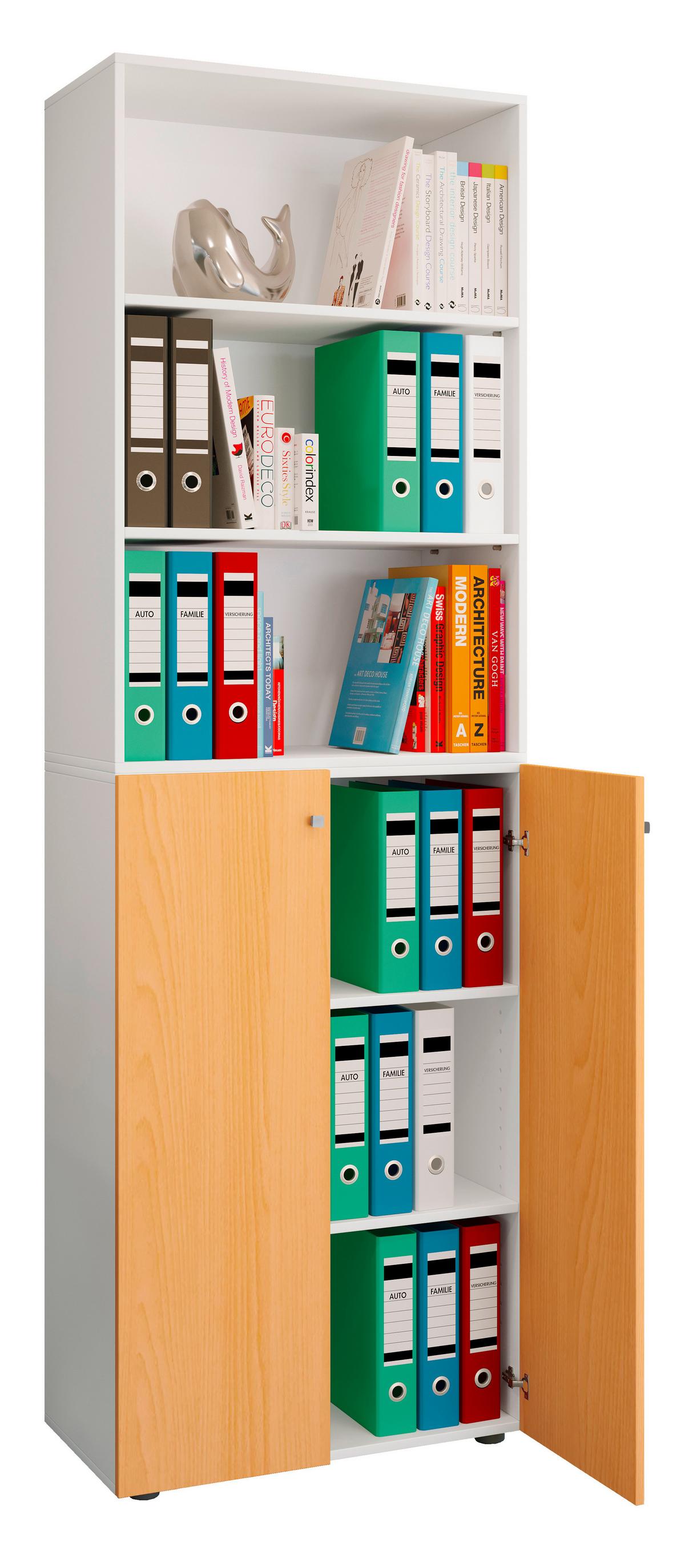 Arhivska Omara Lona Xxl, Bela, Barva Bukve - bela/barve bukve, Design, leseni material (70/220/39cm) - MID.YOU