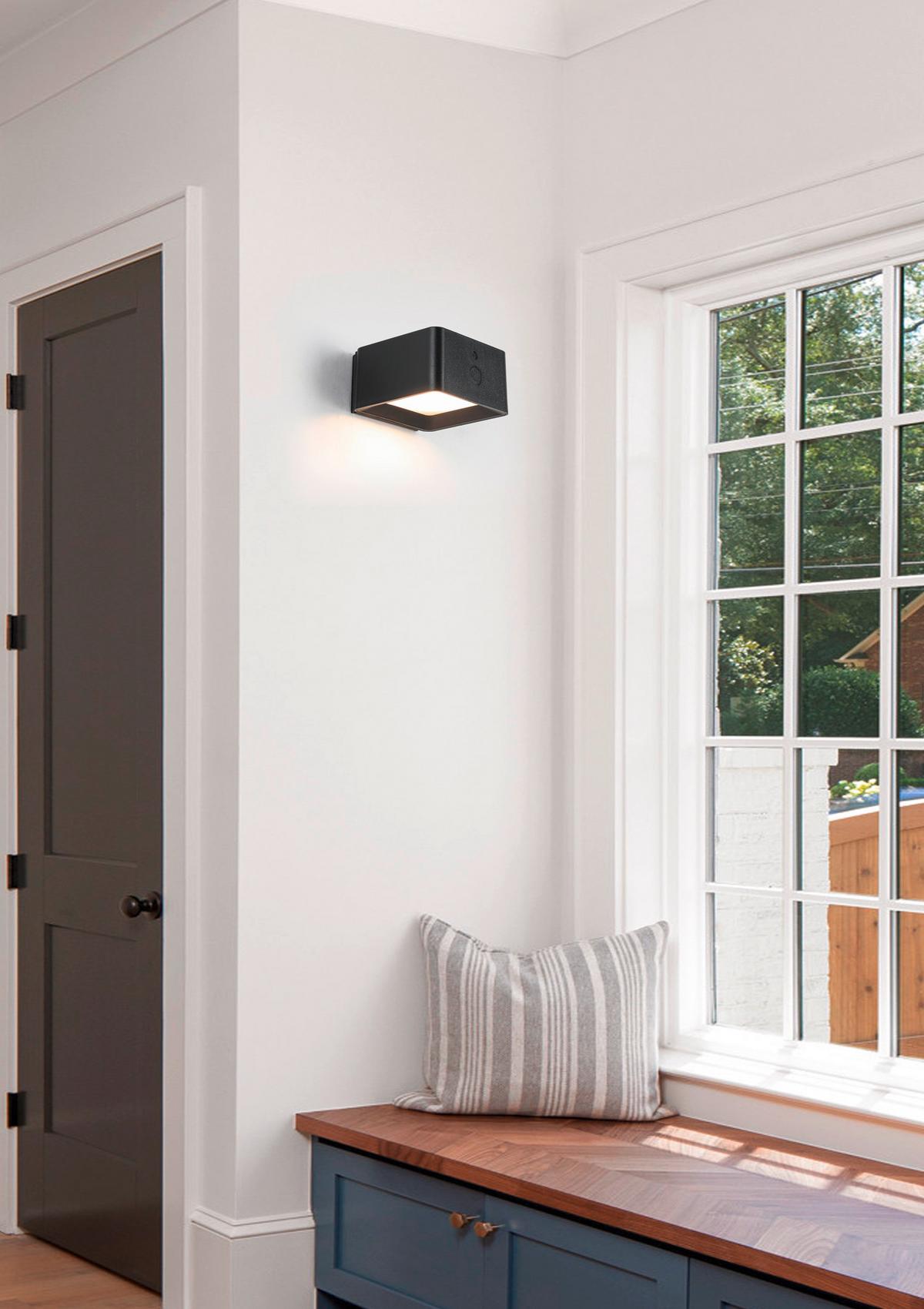LED-Wandleuchte Qjop Schwarz max. 3,5 Watt - Schwarz, MODERN, Kunststoff/Metall (8,6/8/4,5cm) - Mömax