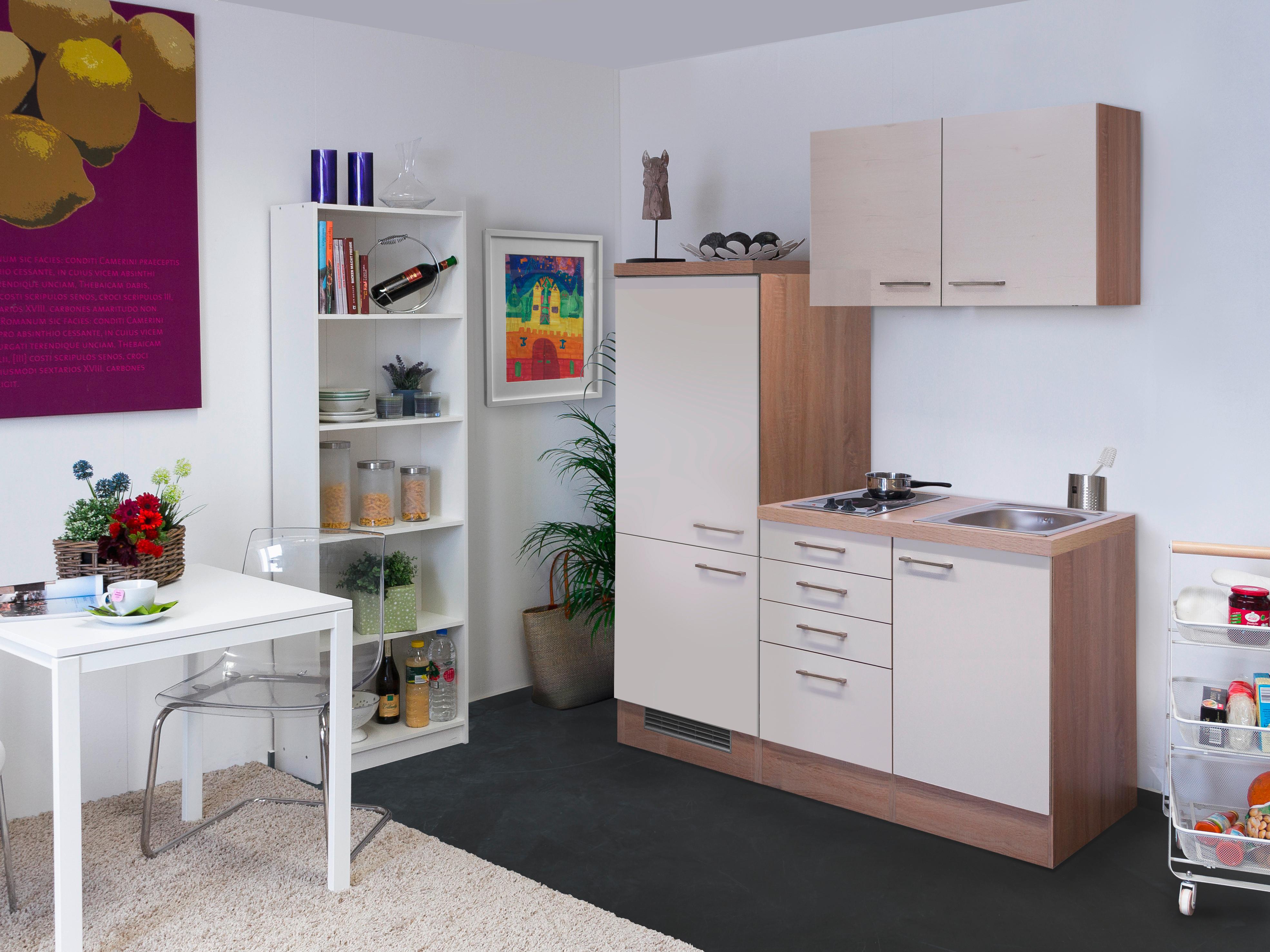 Kuhinjski Blok Z Aparati Nepal, Kašmir, Barva Hrasta - barve nerjavečega jekla/kašmir, Moderno, kovina/leseni material (160cm) - FlexWell