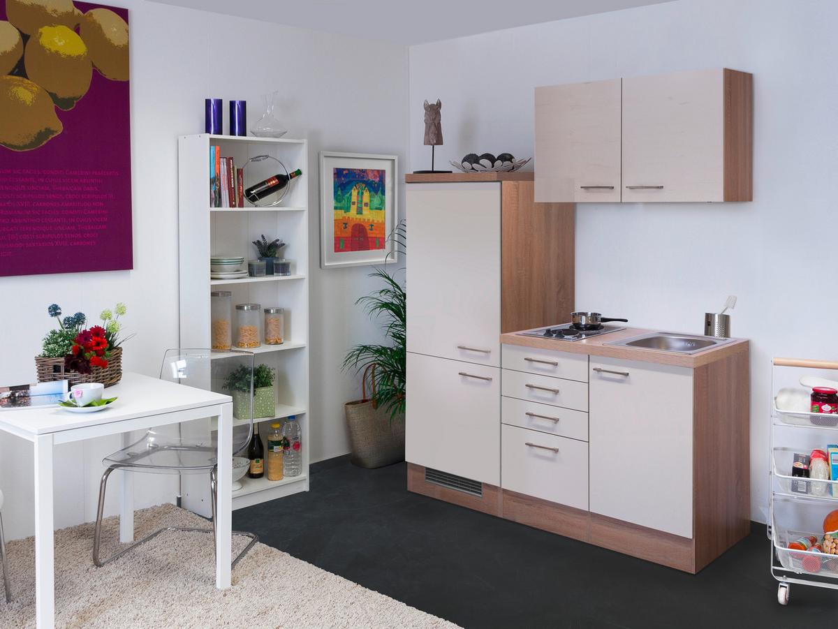 Kuhinjski Blok Z Aparati Nepal, Kašmir, Barva Hrasta - barve nerjavečega jekla/kašmir, Moderno, kovina/leseni material (160cm) - FlexWell