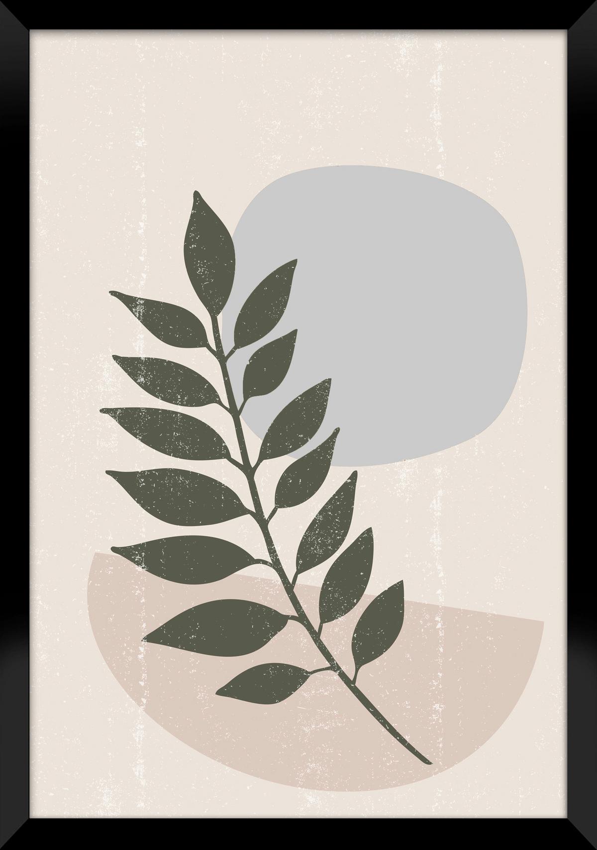 Bild Image in Grau/Grün/Beige ca. 30x40cm - Beige/Grau, Holzwerkstoff/Papier (30/40cm) - Modern Living