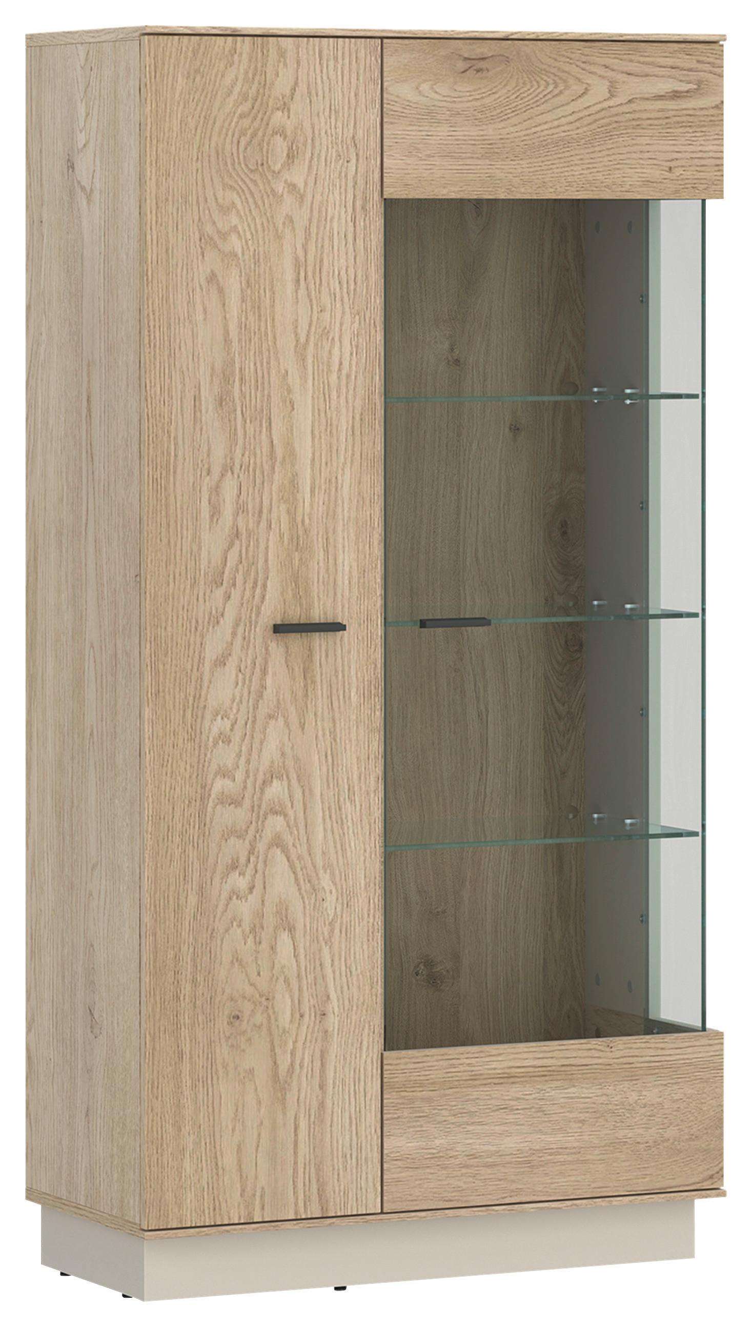 Vitrină LAGOON - cașmir/culoare lemn stejar, Modern, sticlă/material pe bază de lemn (75/150/40cm) - Modern Living