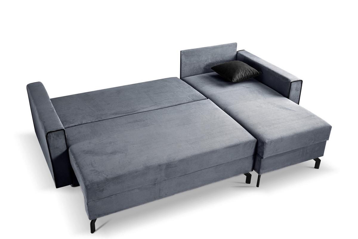 Ecksofa Marti Blaugrau mit Schlaffunktion - Blaugrau/Schwarz, Basics, Holz/Textil (230/148cm) - MID.YOU