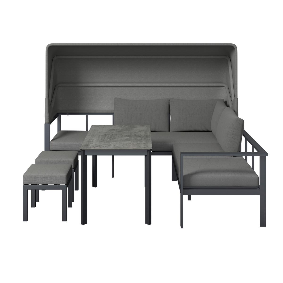 Loungegarnitur Bigi Grau/Beige - Beige/Anthrazit, Basics, Glas/Textil (120/68/65cm)