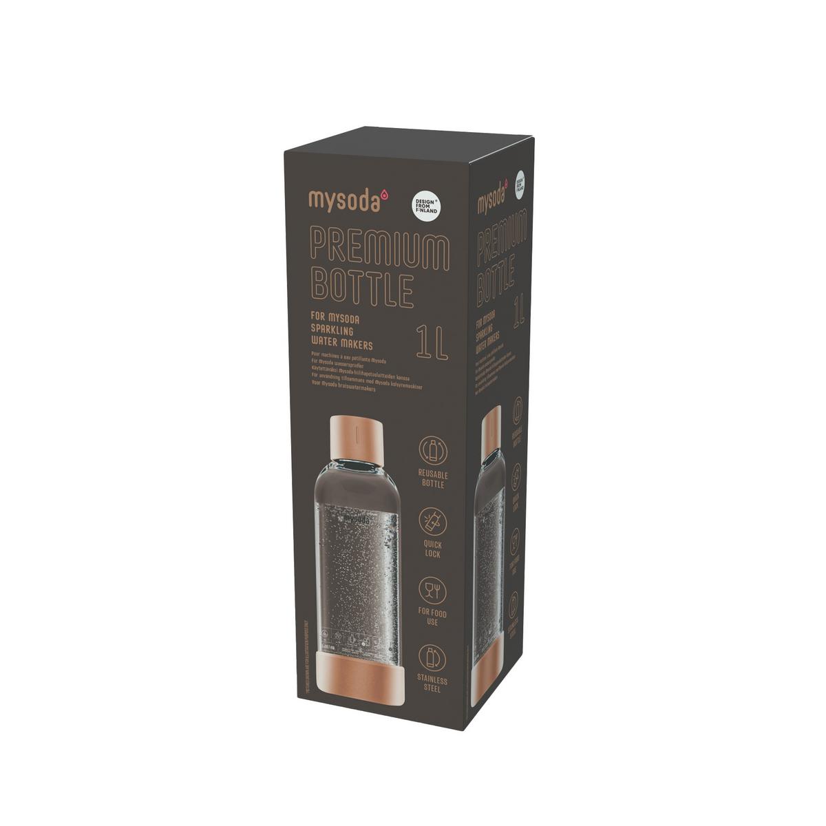 BUTELKA DO SATURATORA 1PB10M-C PREMIUM - różowe złoto, Basics, tworzywo sztuczne/metal (8.5/26.7cm) - mysoda