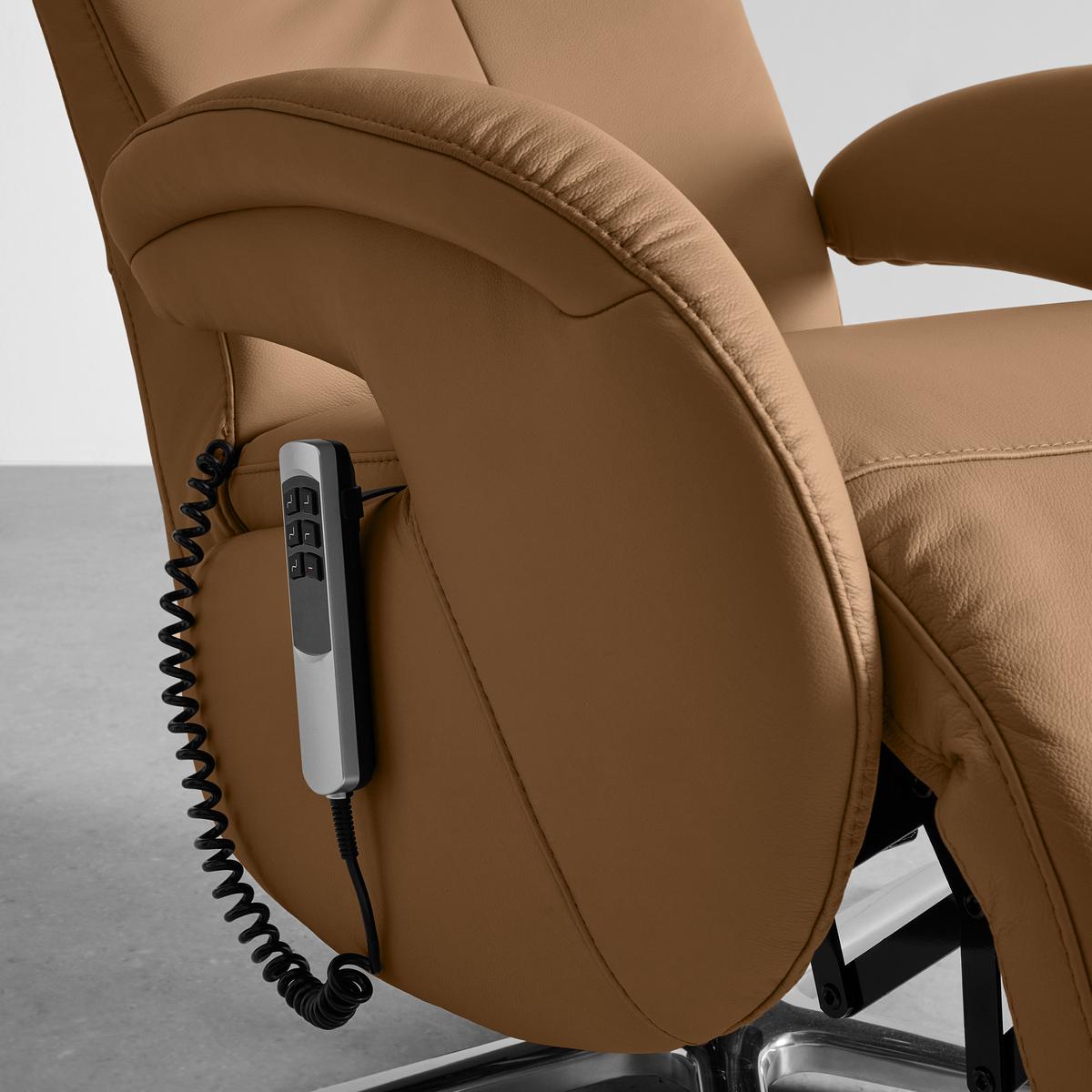 Relaxsessel Sitting 2 Haselnussfarben - Chromfarben/Haselnussfarben, MODERN, Leder (70/111/80cm) - Premium Living