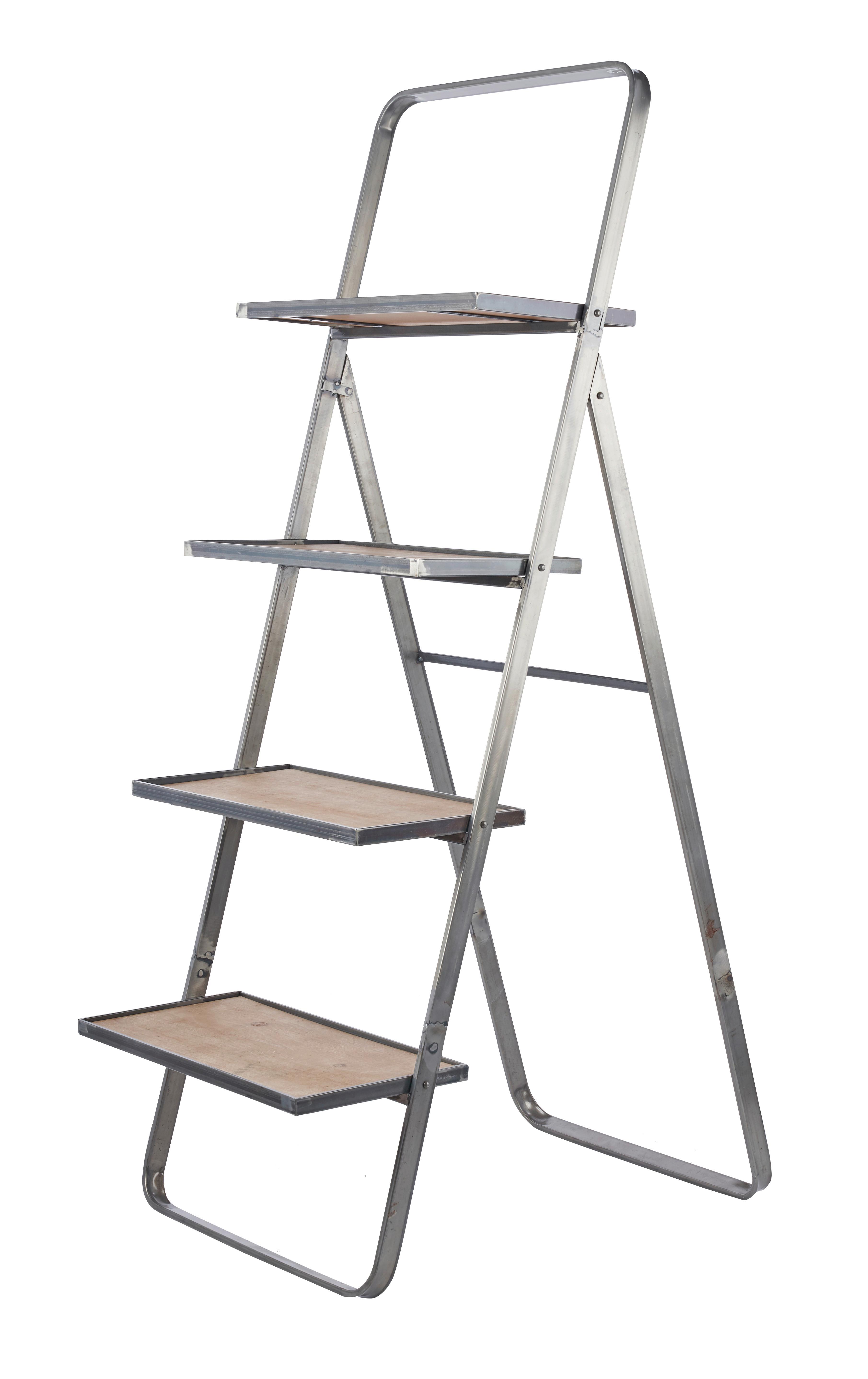 Leiterregal B991963 Leonie - Hellbraun/Hellgrau, Basics, Holz/Metall (52/72/145cm) - Globo