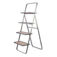 Leiterregal B991963 Leonie - Hellbraun/Hellgrau, Basics, Holz/Metall (52/72/145cm) - Globo