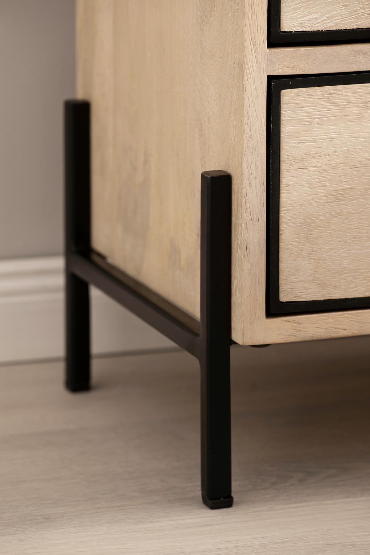 NACHTKÄSTCHEN WL6.787 - Hellbraun/Schwarz, Design, Holz/Metall (43/60/50cm) - MID.YOU