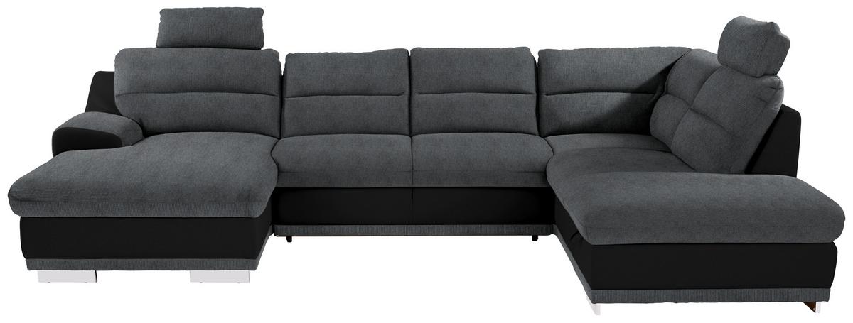 Sedežna Garnitura Seaside, Z Ležiščem, Predalom, Oblika U - barve kroma/siva, Konvencionalno, kovina/tekstil (165/334/218cm) - Premium Living