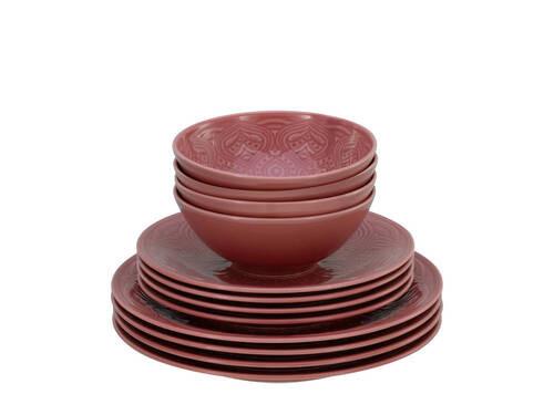 Jedilni Servis Orient Mandala, 12-Delni - temno roza, Trend, keramika - Creatable
