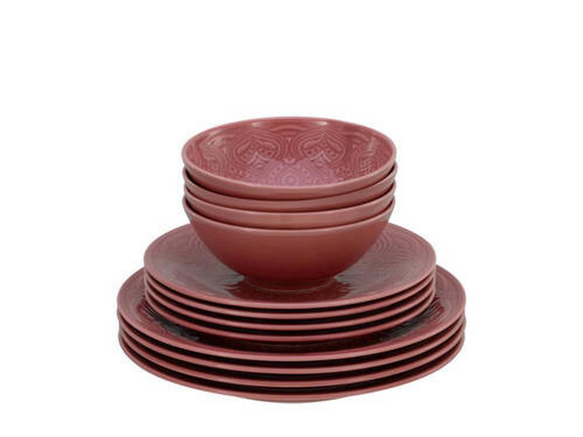Jedilni Servis Orient Mandala, 12-Delni - temno roza, Trend, keramika - Creatable