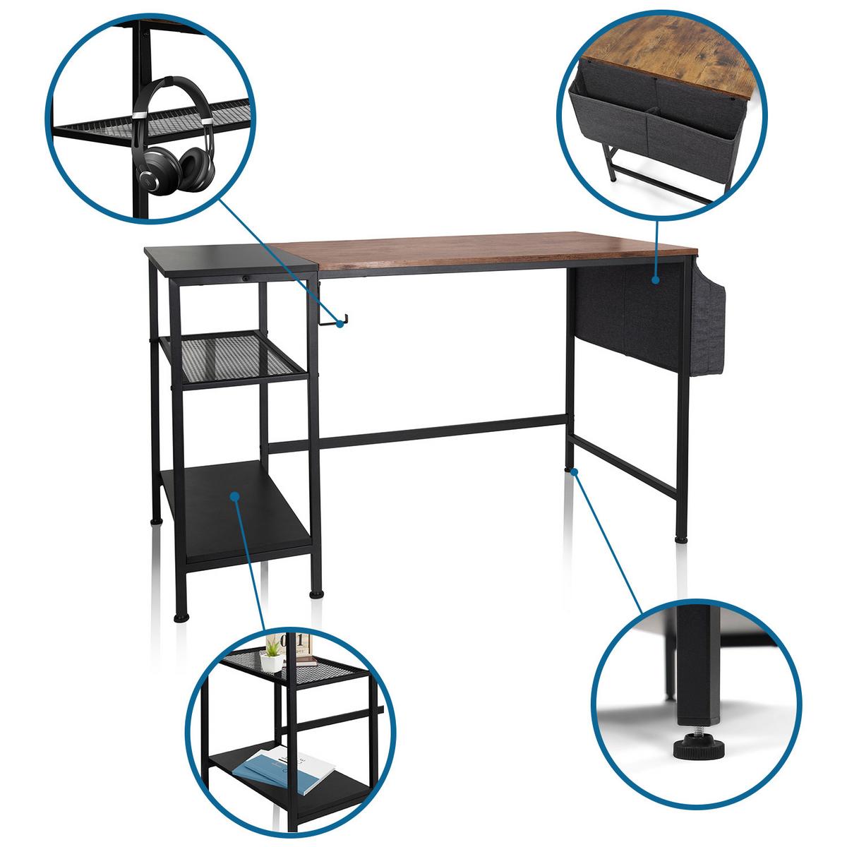 Pisalna Miza Workspace H I, Črna, Rjava - črna/rjava, Basics, kovina/leseni material (120/60/76cm) - MID.YOU