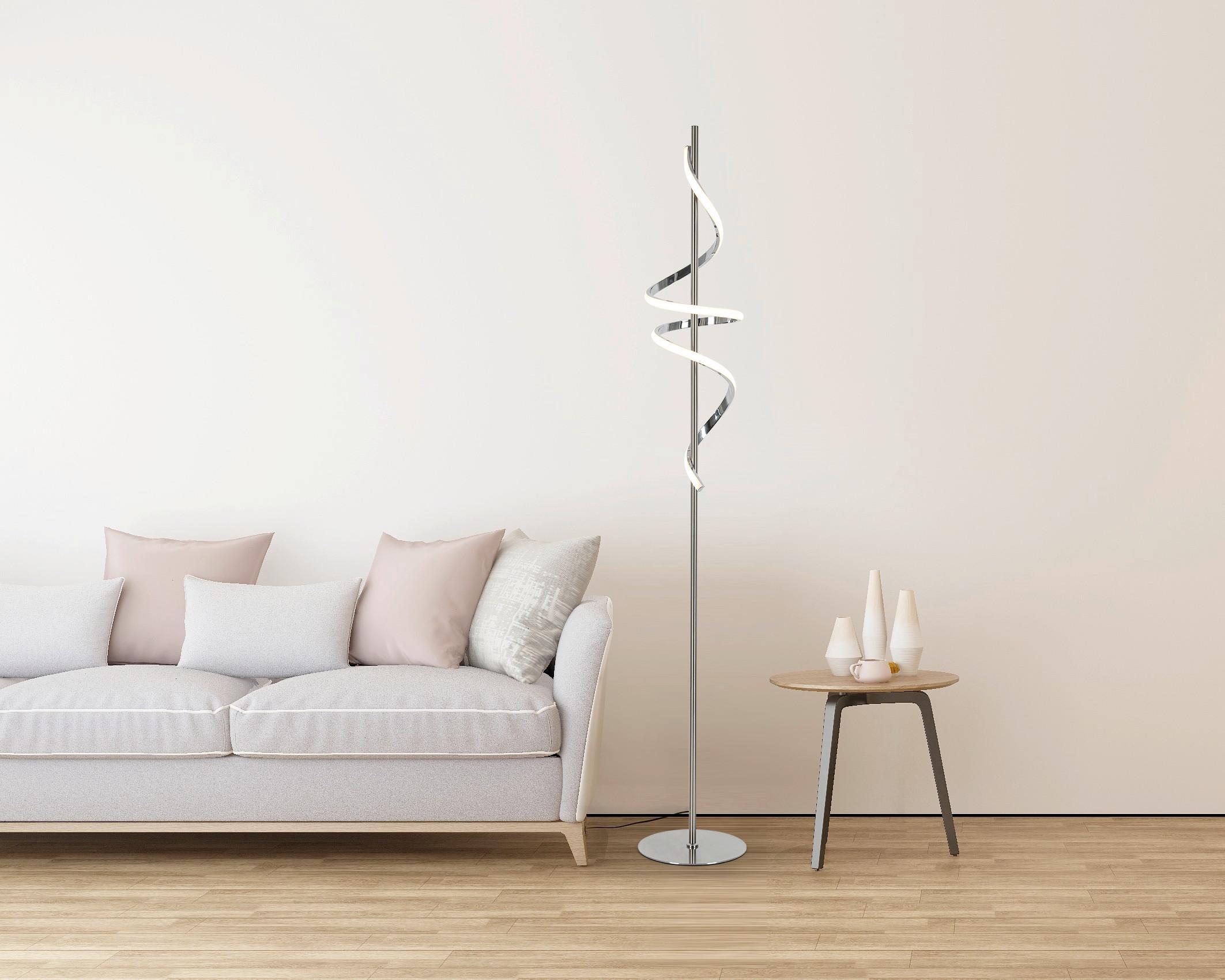LED-GOLVLAMPA LINA - kromfärg/nickelfärgad, Modern, metall/plast (23/23/151cm) - Mömax
