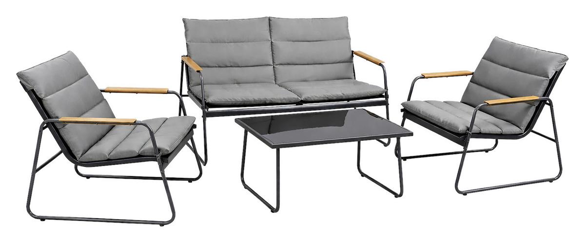 Lounge Garnitura Lexia, Siva, Vklj. Podloge, 4-Delno - črna/antracit, Moderno, kovina/umetna masa - Gardenson