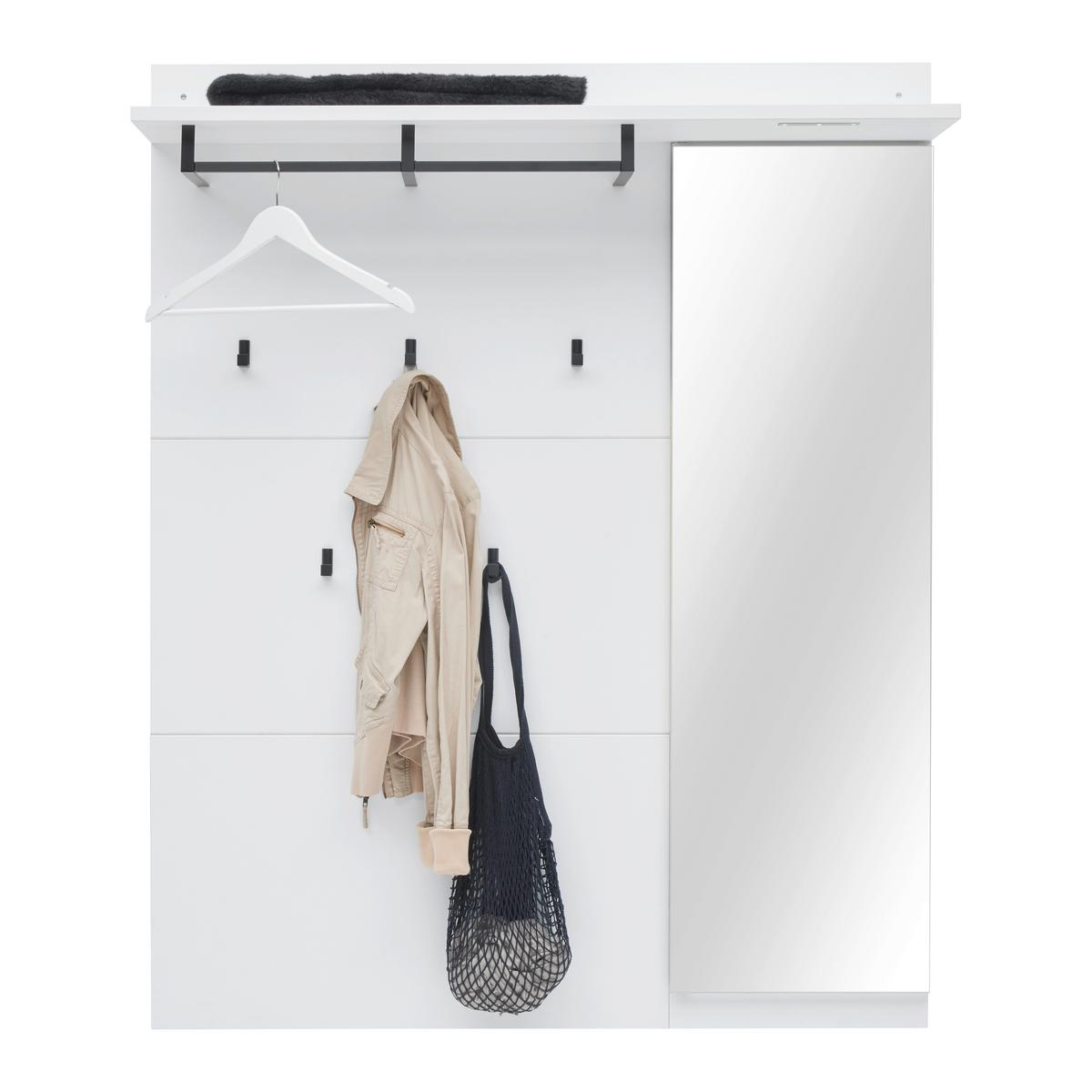 Garderobenpaneel Dallas Weiss - Weiss, Modern, Glas/Holzwerkstoff (120/149/30cm) - Mömax