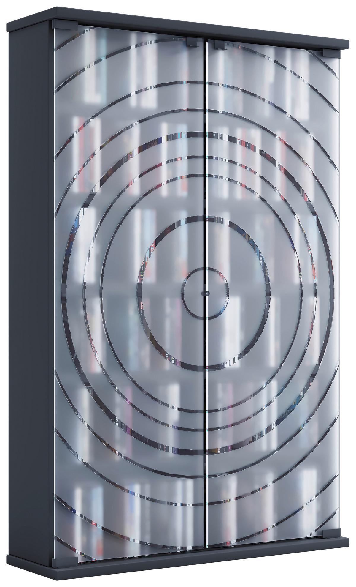 Regal Tilano L, Antracit - antracit, Design, steklo/leseni material (60/92/18cm) - MID.YOU