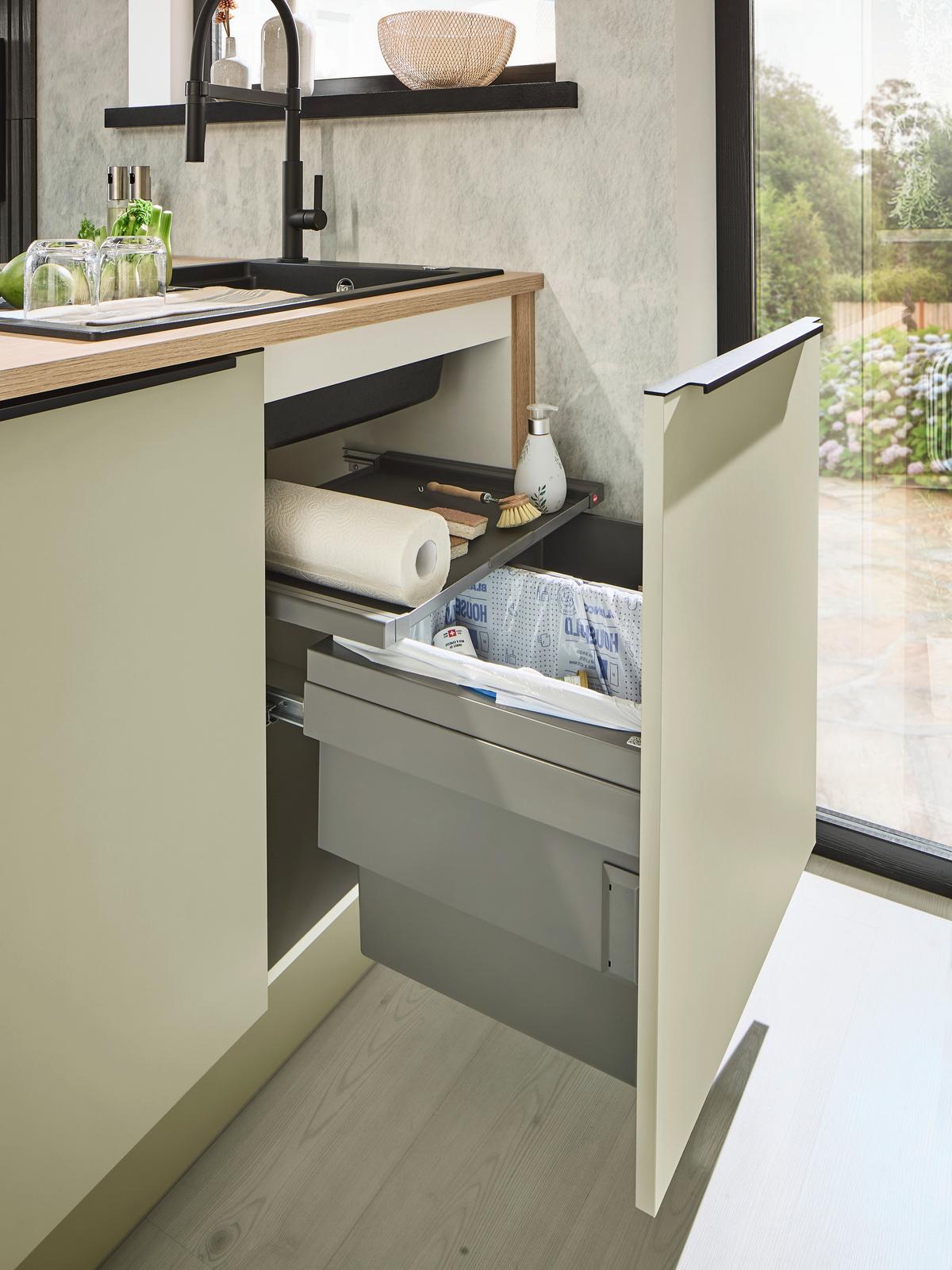 Einbauküche IP3150/2200 ohne Geräte, Salbeigrün/Eiche - Eichefarben/Salbeigrün, MODERN, Holzwerkstoff (350/284cm) - Impuls
