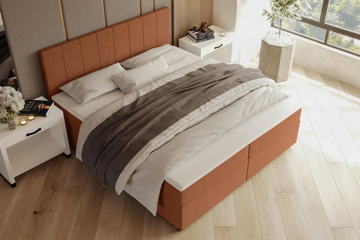 Boxbett Odin Orange ca. 140x200cm - Schwarz/Orange, KONVENTIONELL, Kunststoff/Textil (140/200cm) - Based