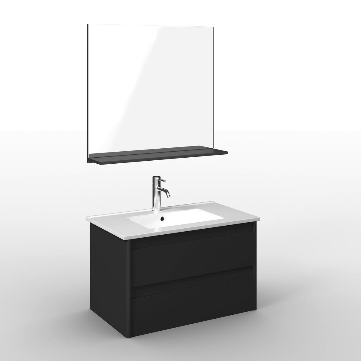 Badezimmer Lucy Schwarz 3- teilig - Schwarz/Weiß, MODERN, Glas/Keramik - Bessagi Home