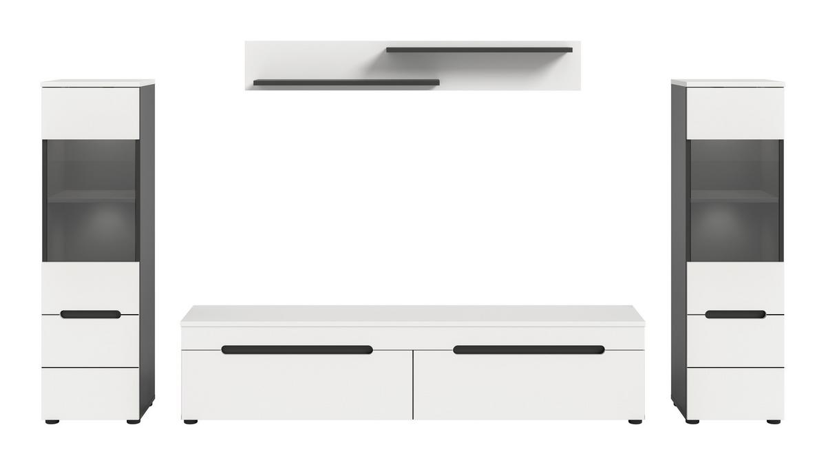 Dnevni Regal Canu, Bela, Siva, 4-Delni - črna/bela, Design, umetna masa/leseni material (272/141/33cm) - Livetastic