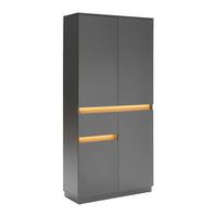 Vitrine Samu Anthrazit/Eichefarben - Eichefarben/Anthrazit, MODERN, Holzwerkstoff/Kunststoff (90/186/35cm) - Mömax