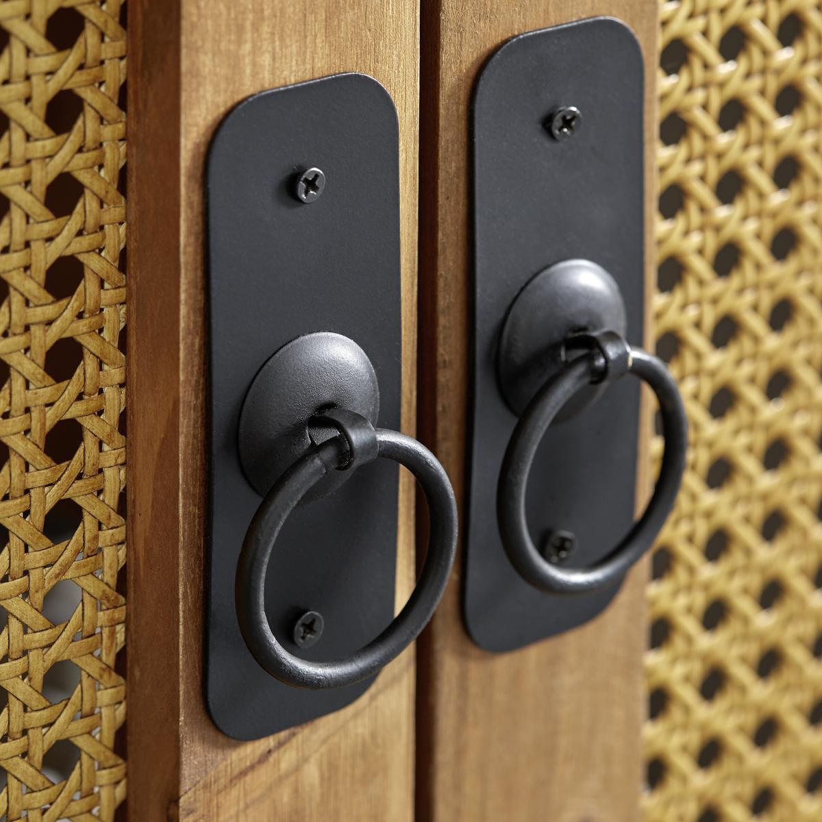 Kredenca Travis, Les Jelke, Črna, Steklo - črna/naravne barve, Moderno, kovina/steklo (90/175/40cm) - Bessagi Home