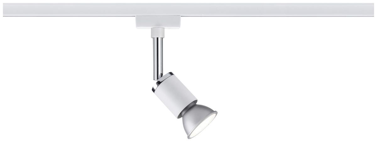 Schienensystem-Strahler Spot Pure II in Weiß/Chromfarben - Chromfarben/Weiß, Design, Metall (5,8/11/6,6cm) - Paulmann