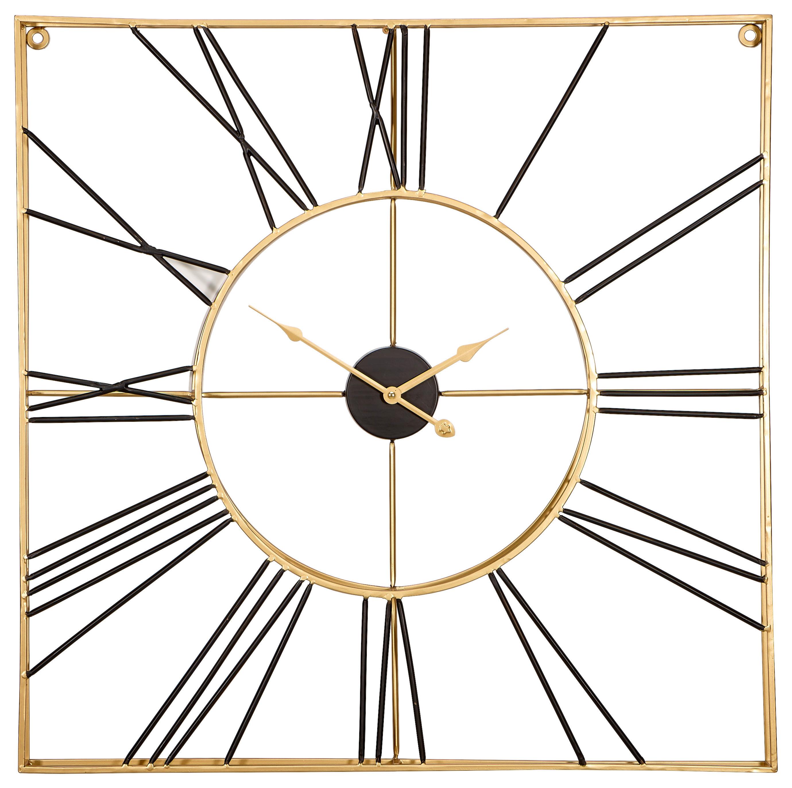 ZEGAR ŚCIENNY 8M0016 - czarny/kolor złoty, Basics, metal (71/71cm) - Ambia Home