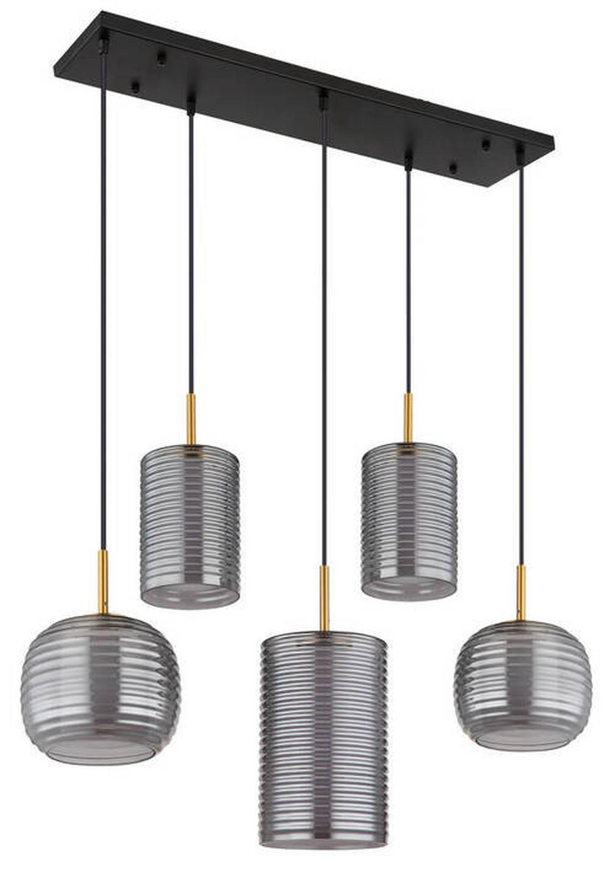 LED-HÄNGELEUCHTE 15740-5 - Messingfarben/Schwarz, Design, Glas/Metall (93/31,5/150cm) - Globo