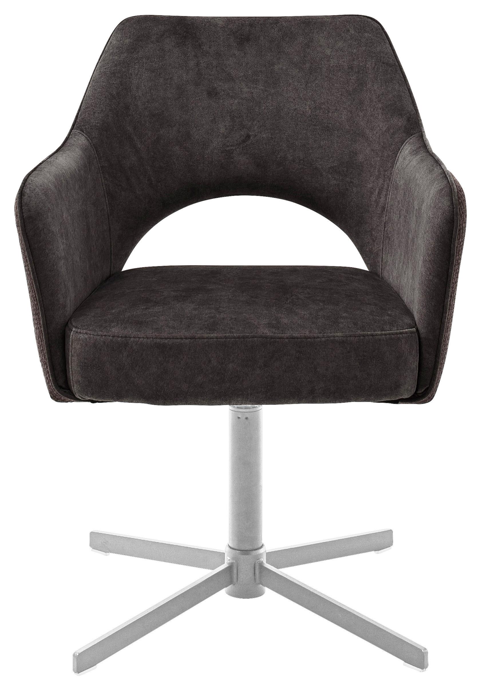 STOL MED ARMSTÖD VALLETTA - kromfärg/antracit, Klassisk, metall/textil (61/85/60cm) - Premium Living